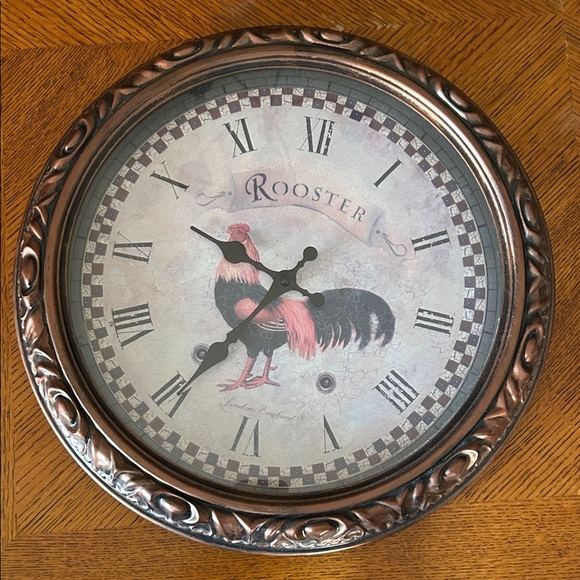 Other - Rooster Wall Clock in Copper and Black - Decorative Home Wall Decor